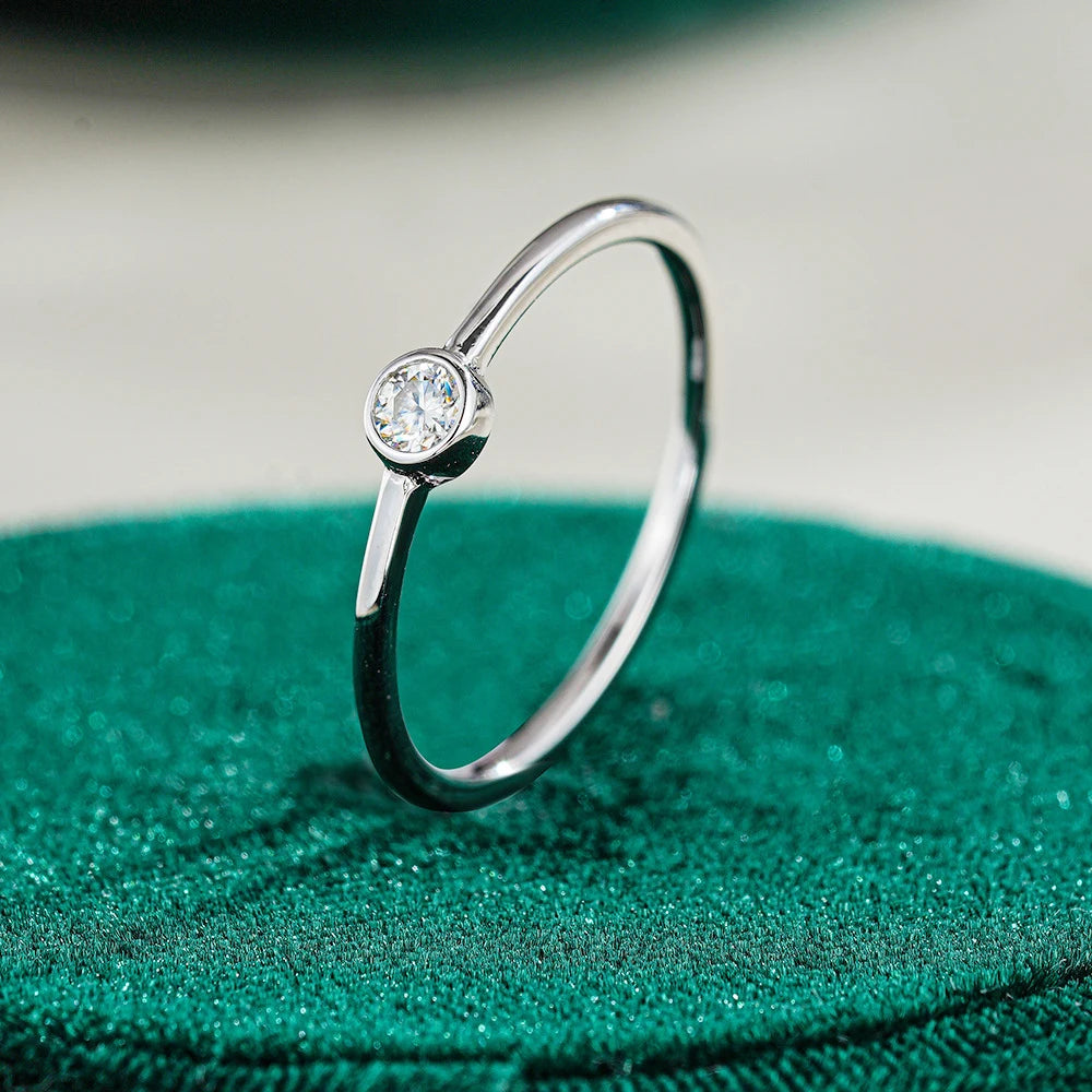 Moissanite Bubble Solitaire Ring - Gold Plated