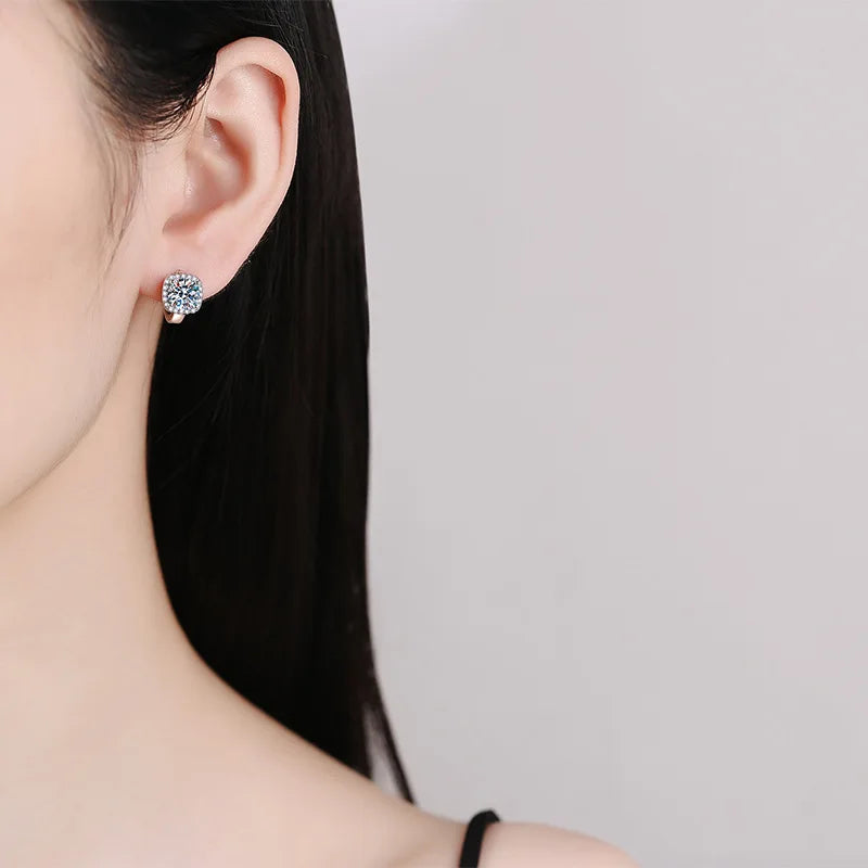 Moissanite Flower Hoop Earrings - Gold Plated