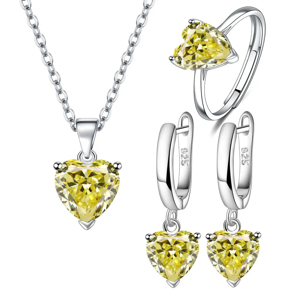 Silver Heart Jewelry Sets