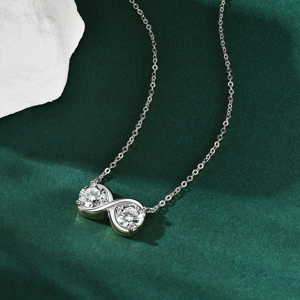 Moissanite Two Stone Necklace - Gold Plated