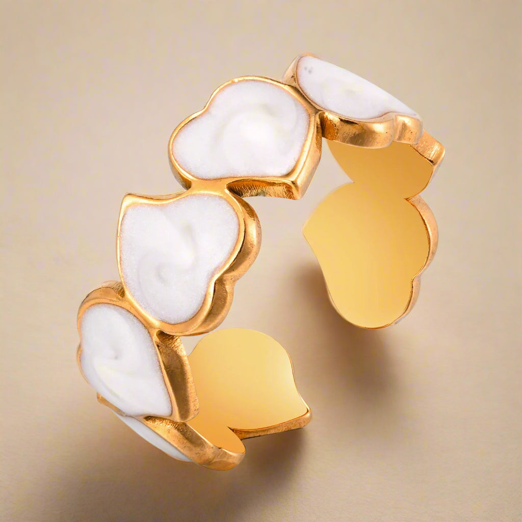 Enamel Hearts Ring