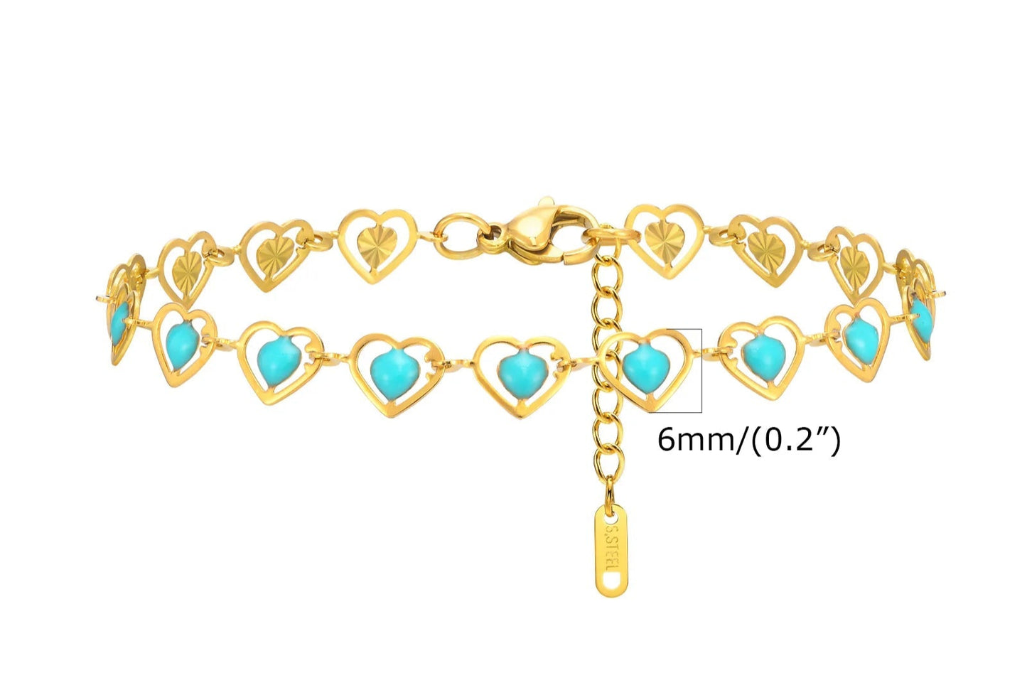 Cherry, Flower and Heart Charms Link Bracelets