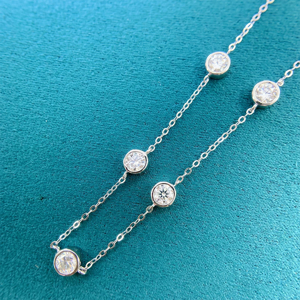Moissanite 5 Bubbles Necklace - Silver