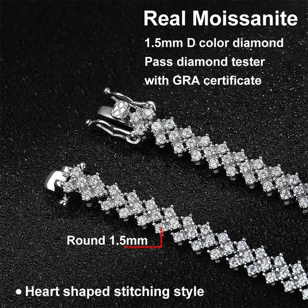 Moissanite/Zircon Zigzag Tennis Bracelet - Gold Plated