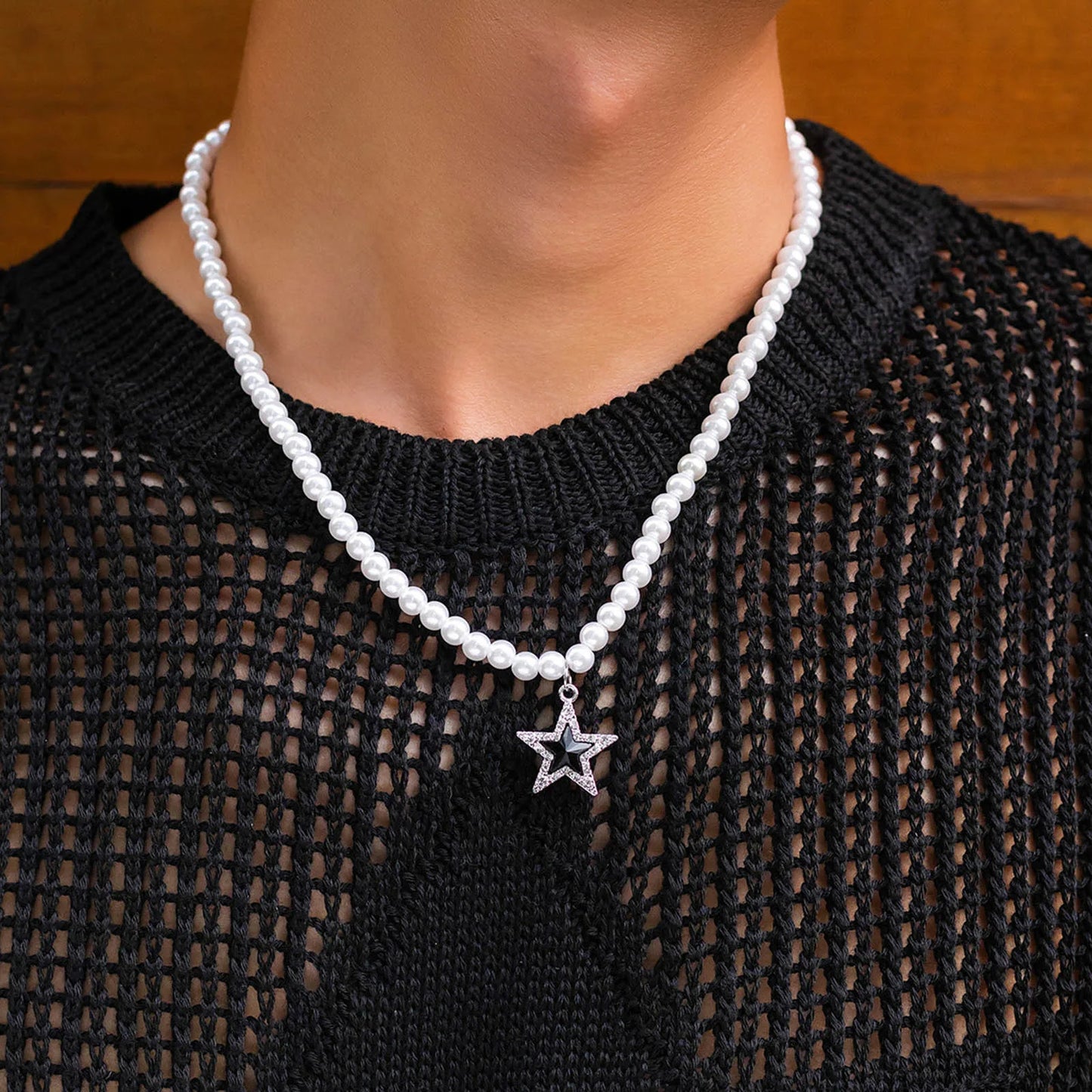 Star Pendant and Pearl Collar