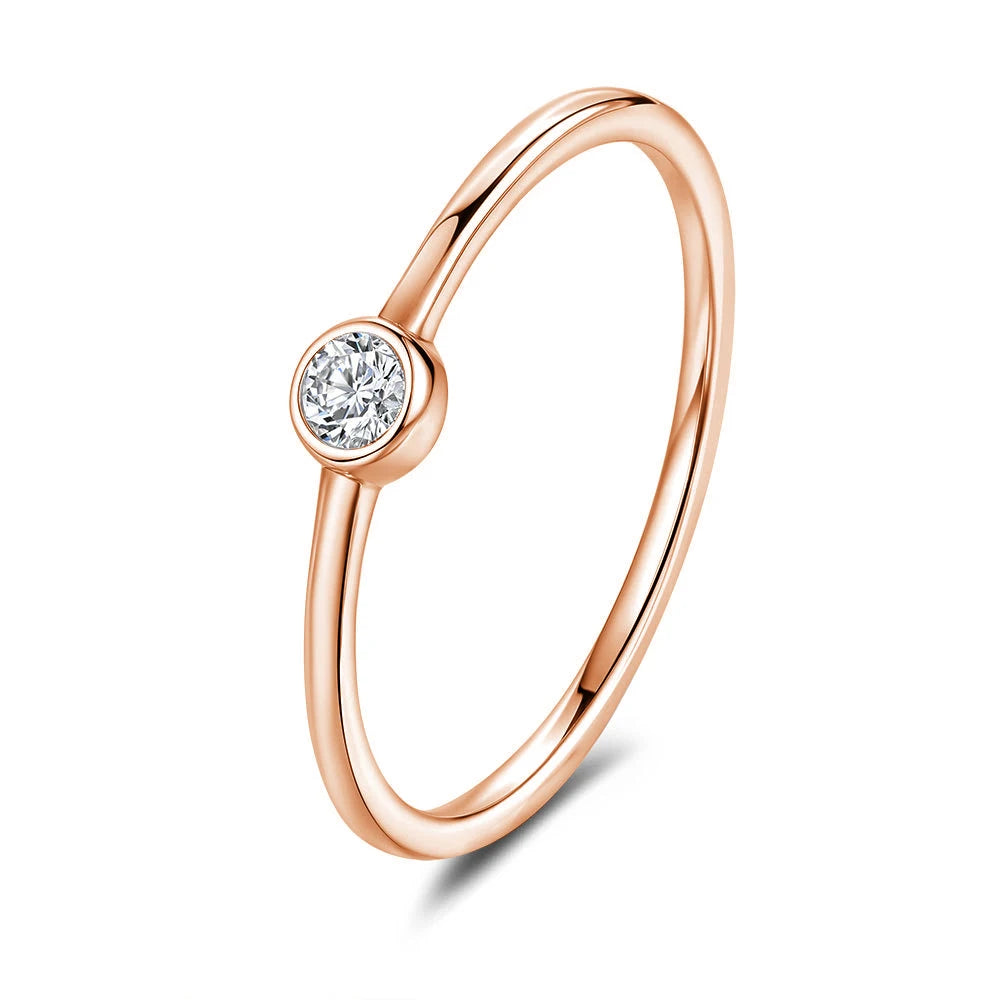 Moissanite Bubble Solitaire Ring - Gold Plated
