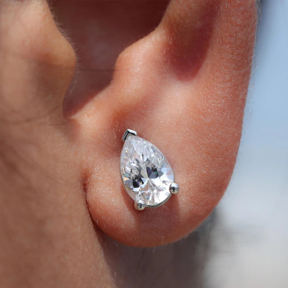 Pear Cut Moissanite Jewelry Sets - Silver