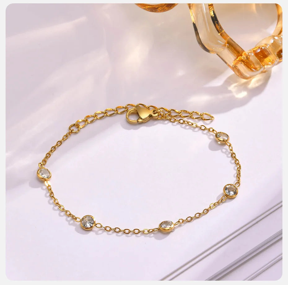 Delicate Chain with Cubic Zirconia Stone Bracelets