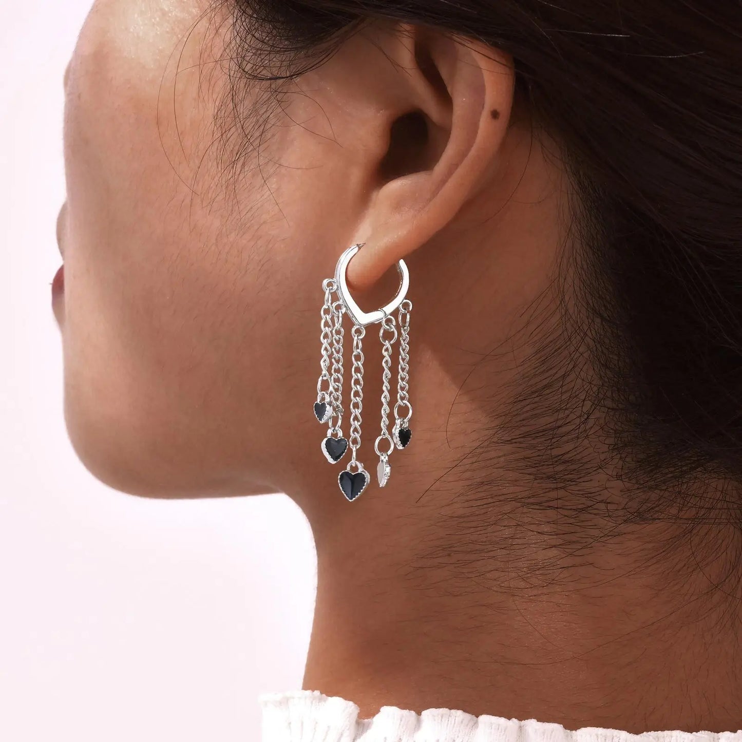 Dangling Hearts Hoop Earrings