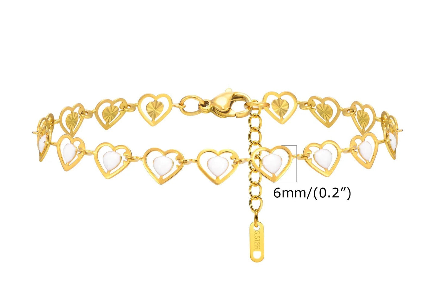 Cherry, Flower and Heart Charms Link Bracelets