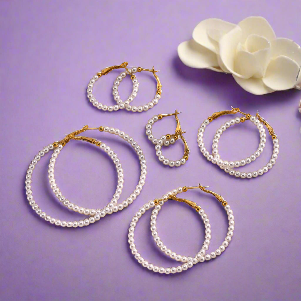 Pearls Hoop Earrings