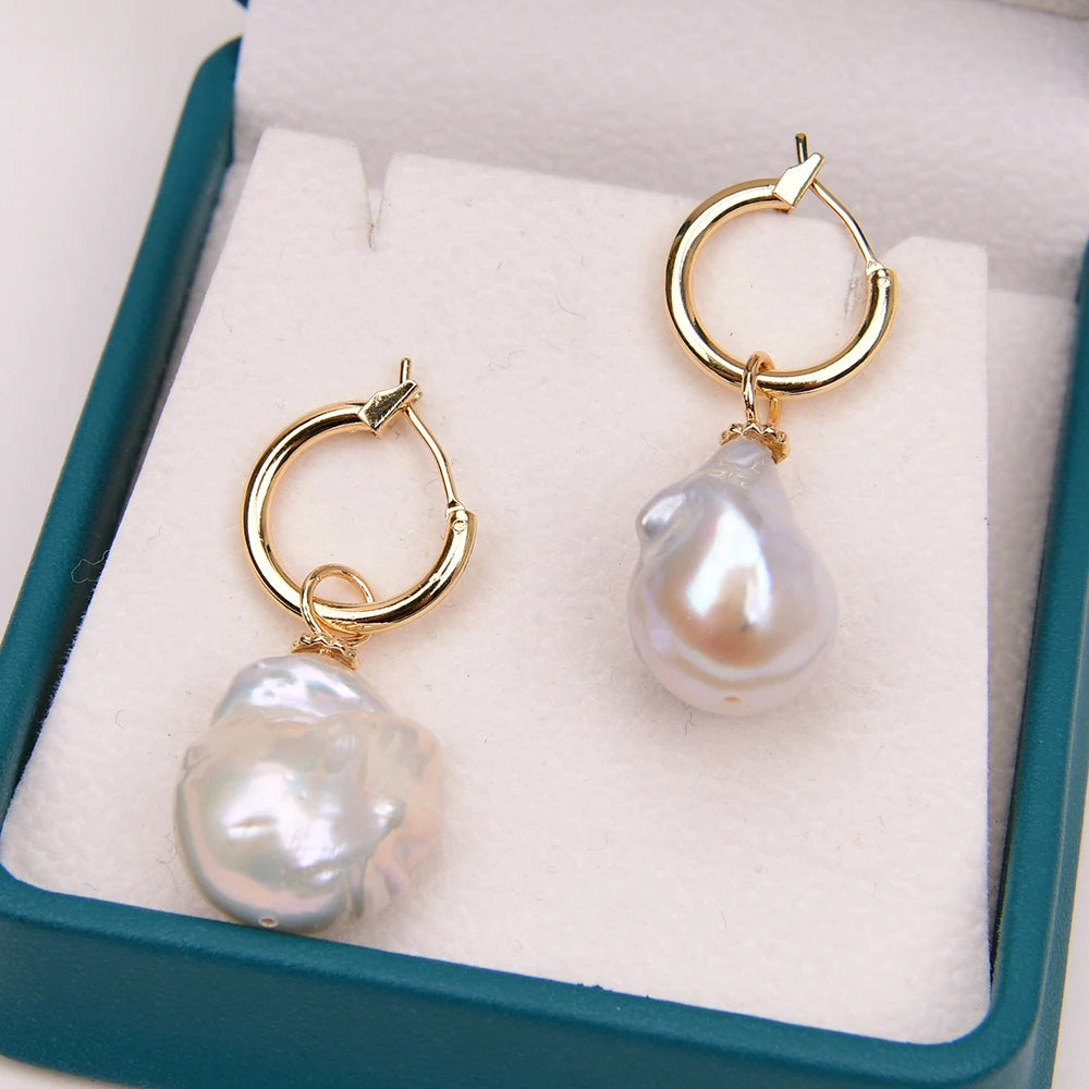 Cultured Freshwater White Baroque Pearl Earrings