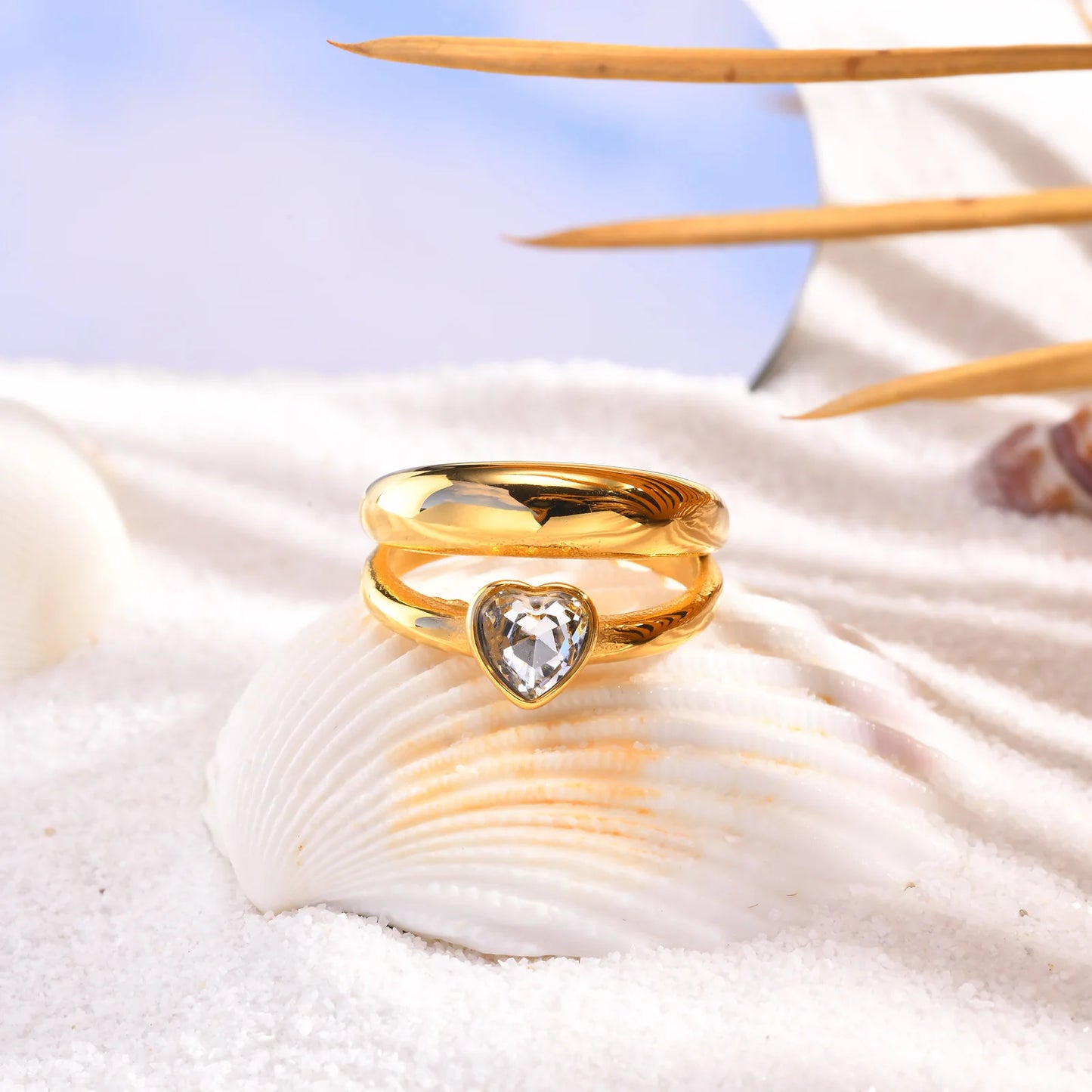 Double Band Heart Ring