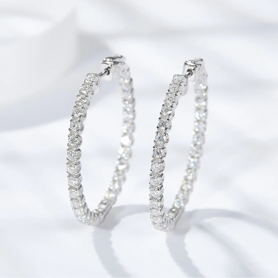 Moissanite Hoop Earrings - Silver