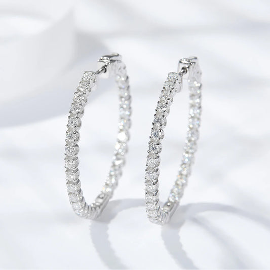 Moissanite Hoop Earrings - Silver