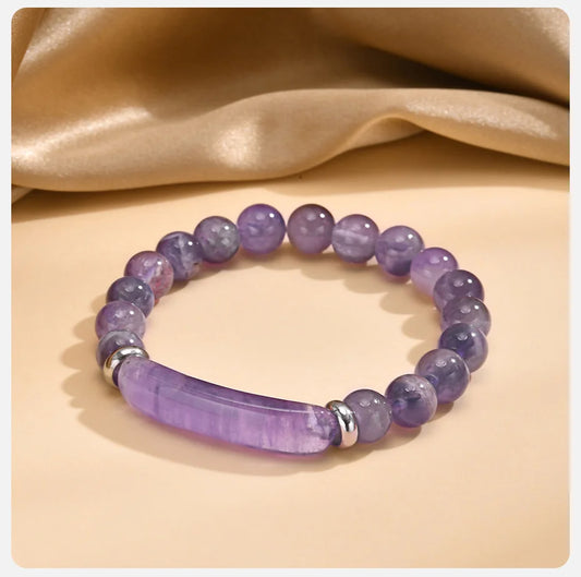 Amethyst Beaded Stretch Bracelet