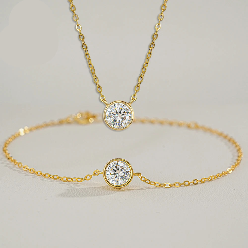 Moissanite Bubble Jewelry Set - Gold Plated