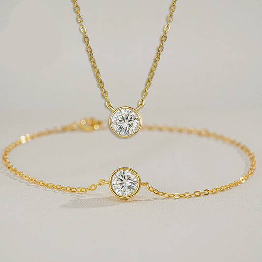 Moissanite Bubble Jewelry Set - Gold Plated