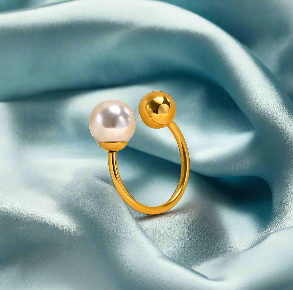 Bead and Pearl Ring