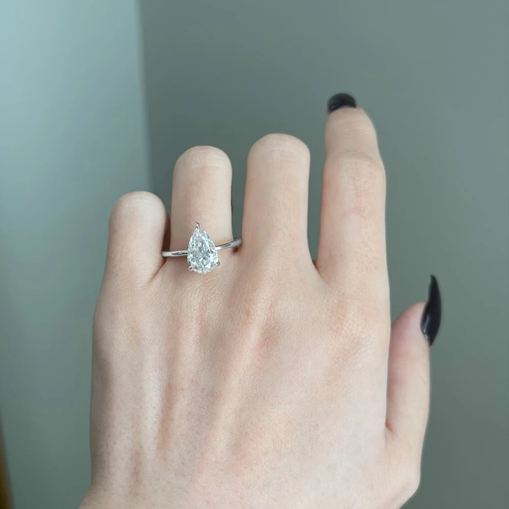 Pear Cut Moissanite Ring - Gold Plated