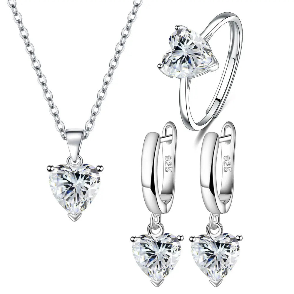 Silver Heart Jewelry Sets