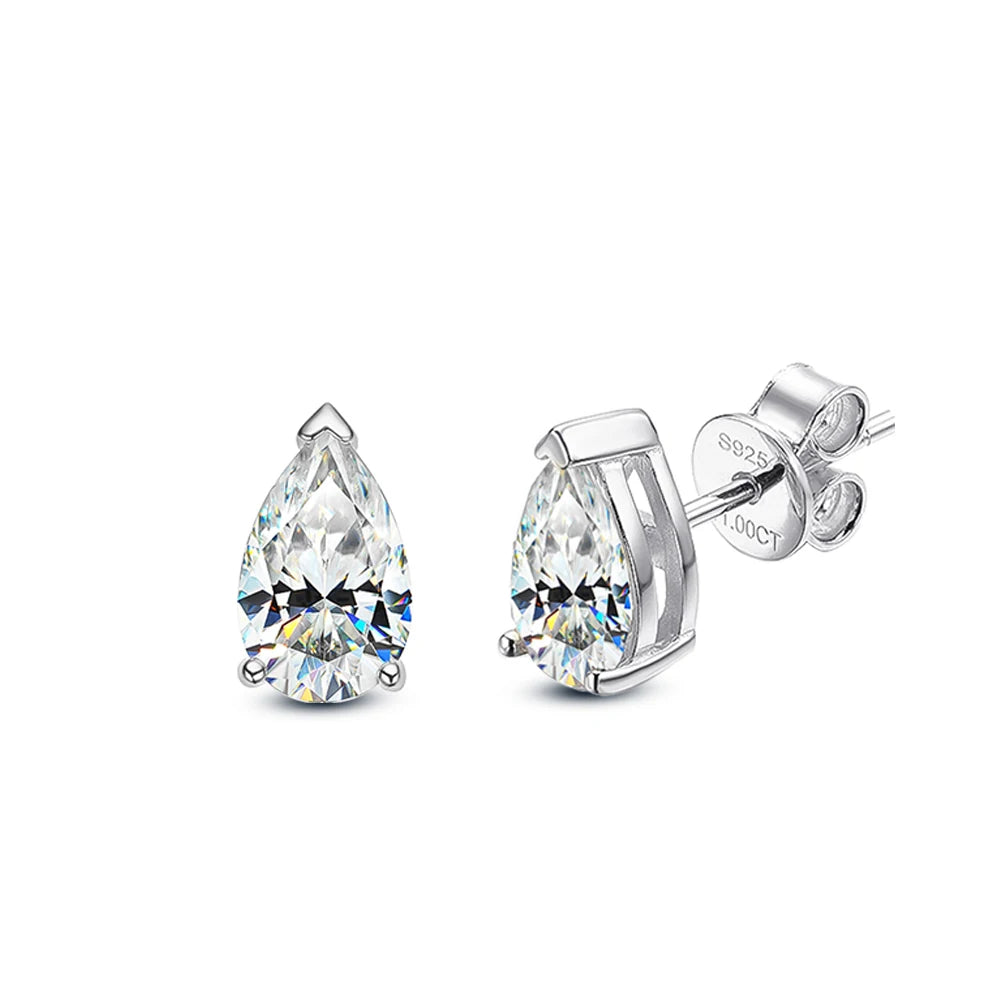 Pear Cut Moissanite Jewelry Sets - Silver