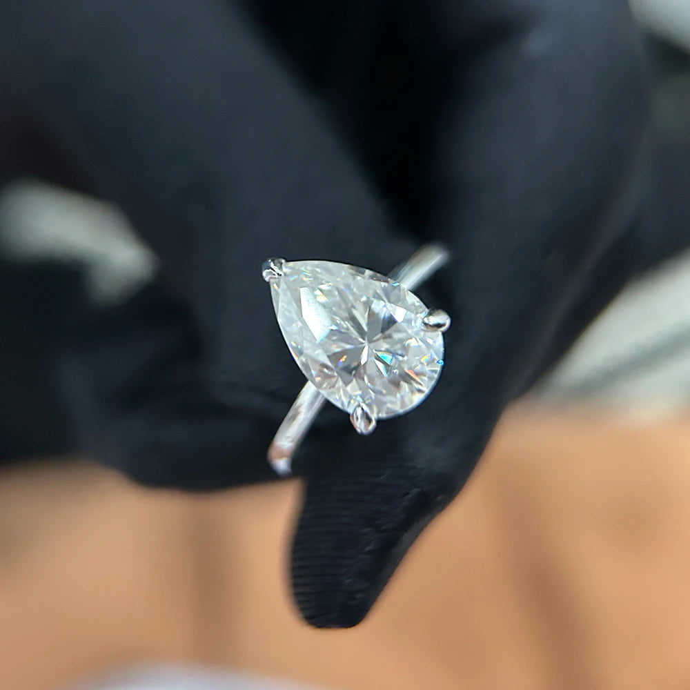 Pear Cut Moissanite Ring - Gold Plated