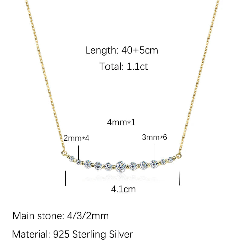 Moissanite Gradient 11 Stone Necklace - Silver