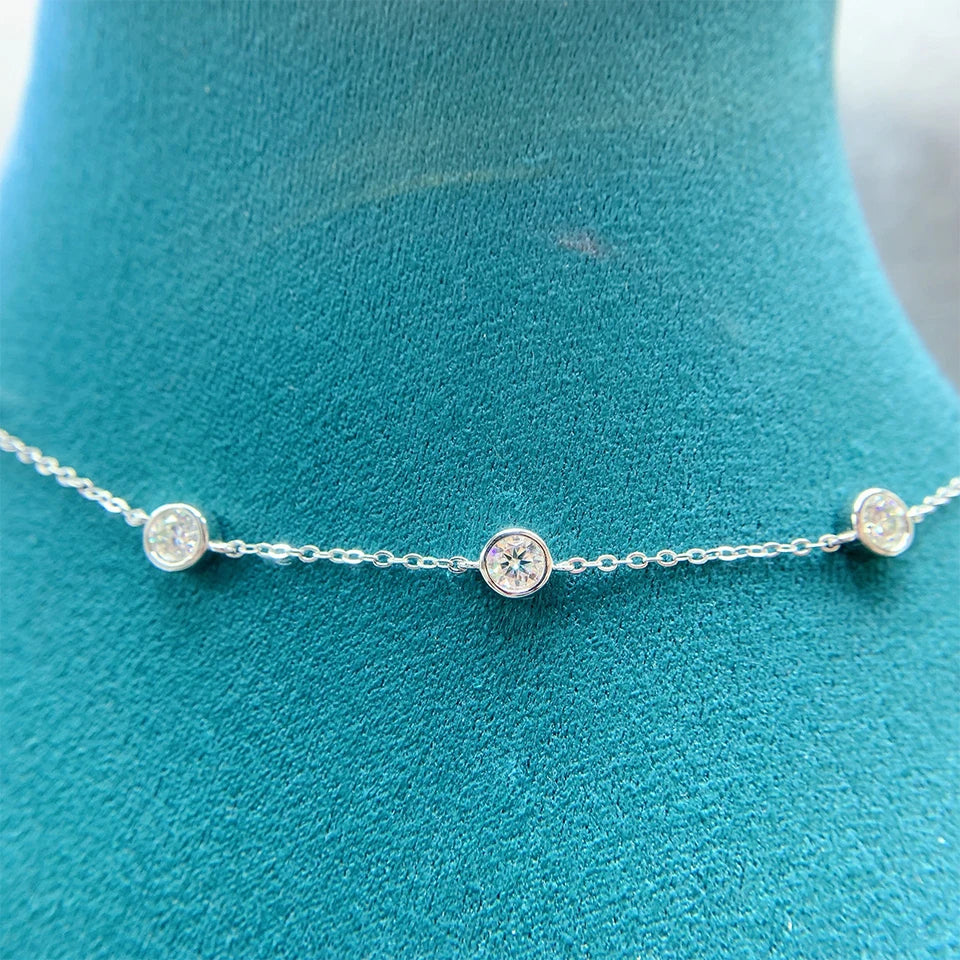 Moissanite 5 Bubbles Necklace - Silver