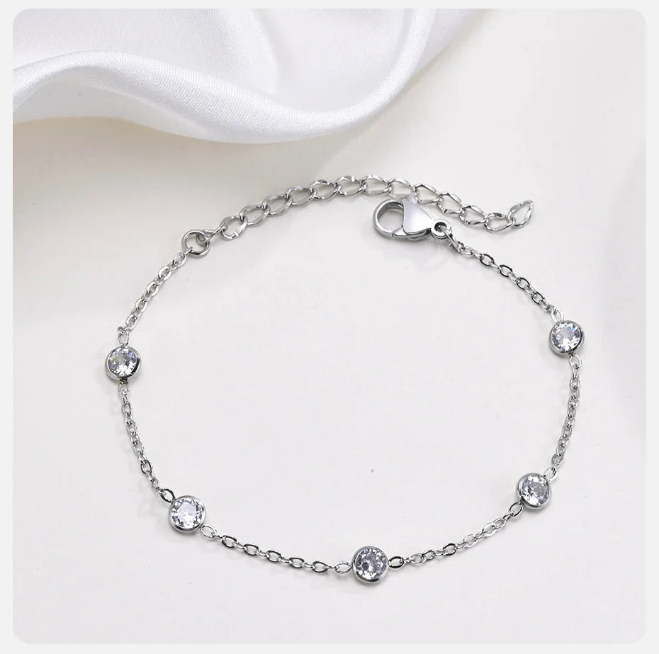 Delicate Chain with Cubic Zirconia Stone Bracelets