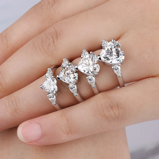 Moissanite Heart Cut Ring - Gold Plated