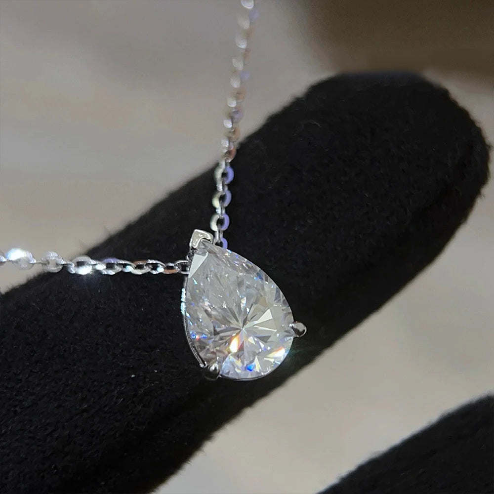 Pear Cut Moissanite Jewelry Sets - Silver