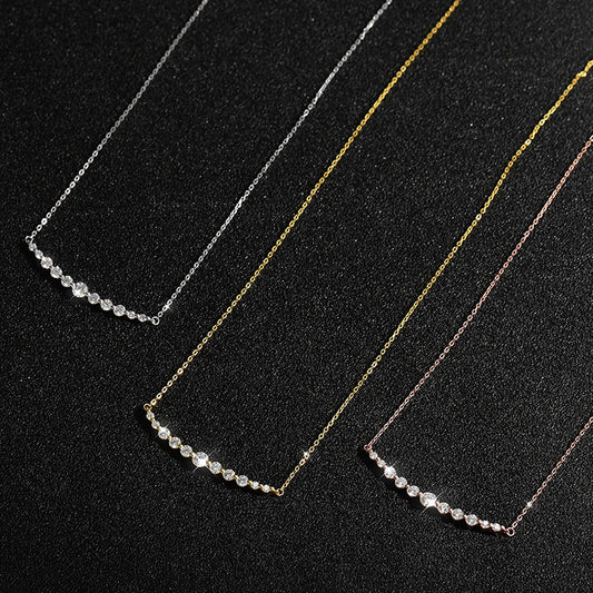 Moissanite Gradient 11 Stone Necklace - Silver