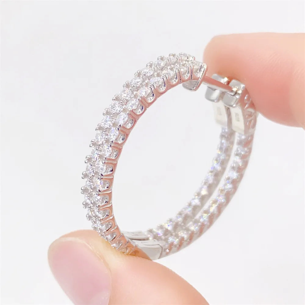 Moissanite Hoop Earrings - Silver