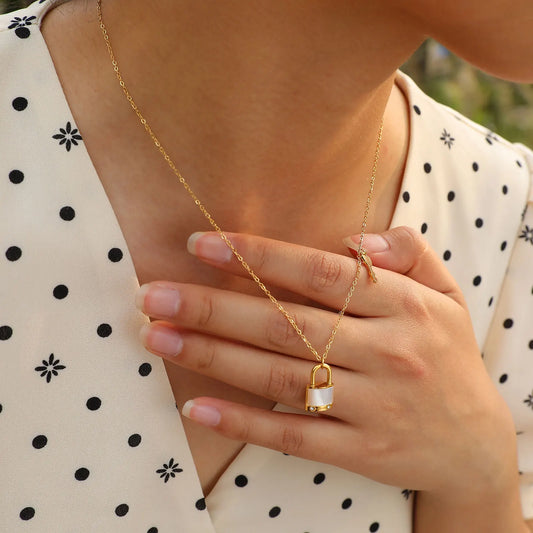 Shell Lock and Key Pendant Necklace