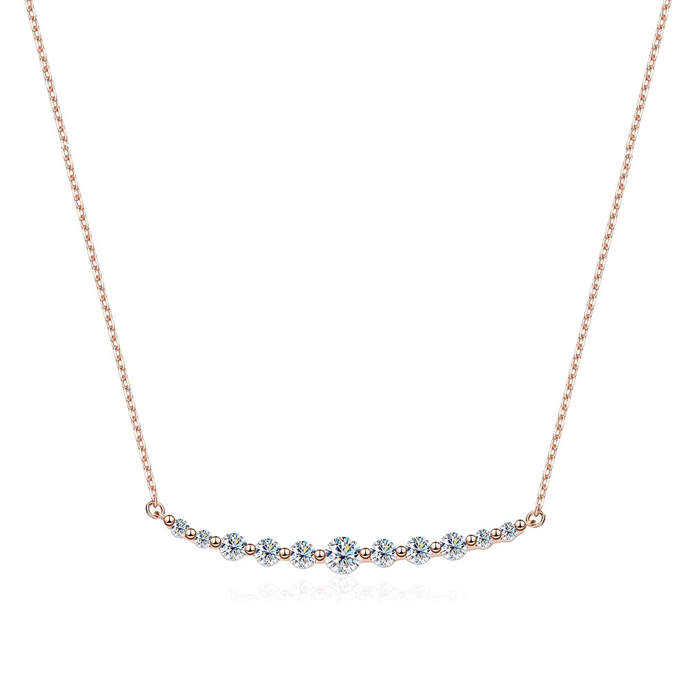 Moissanite Gradient 11 Stone Necklace - Silver