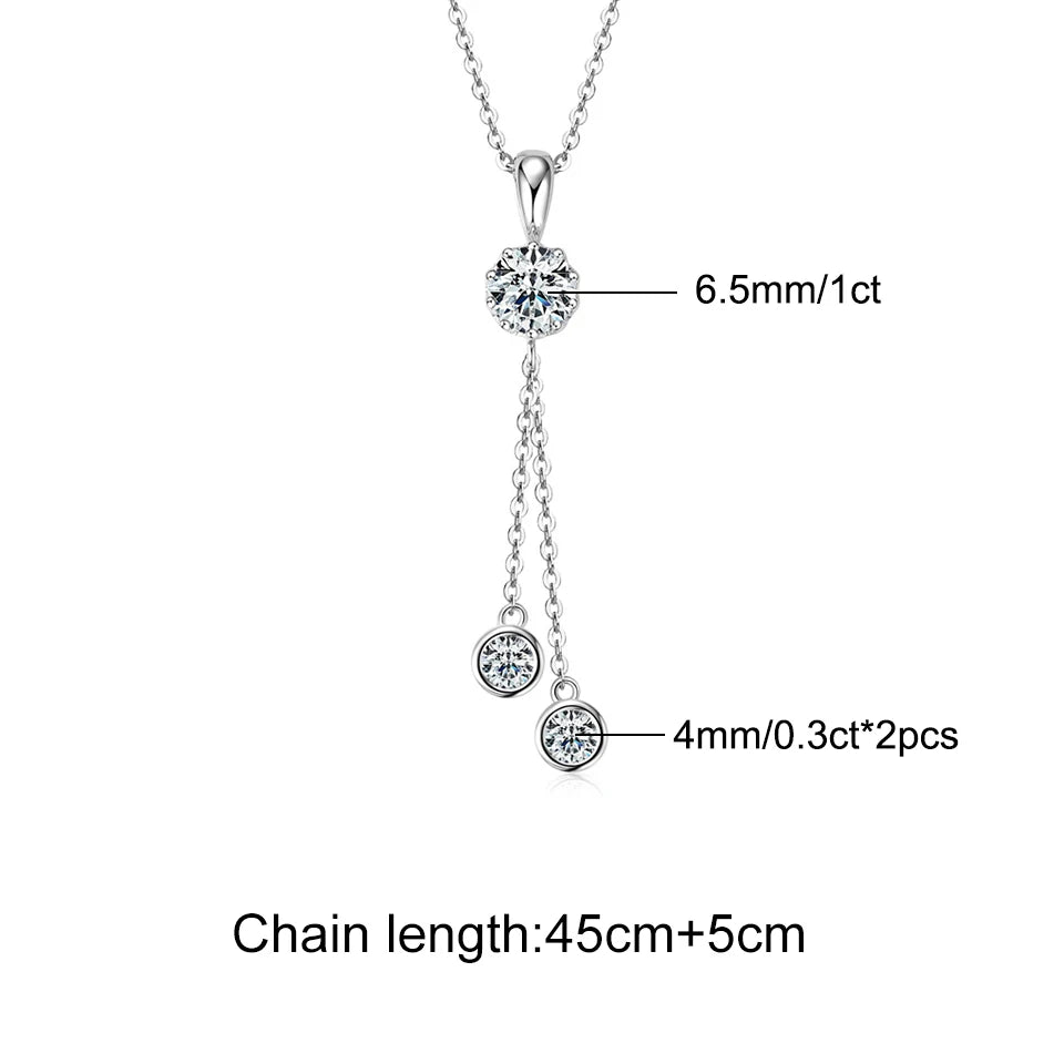 Moissanite Dangling Pendant Necklace - Gold Plated