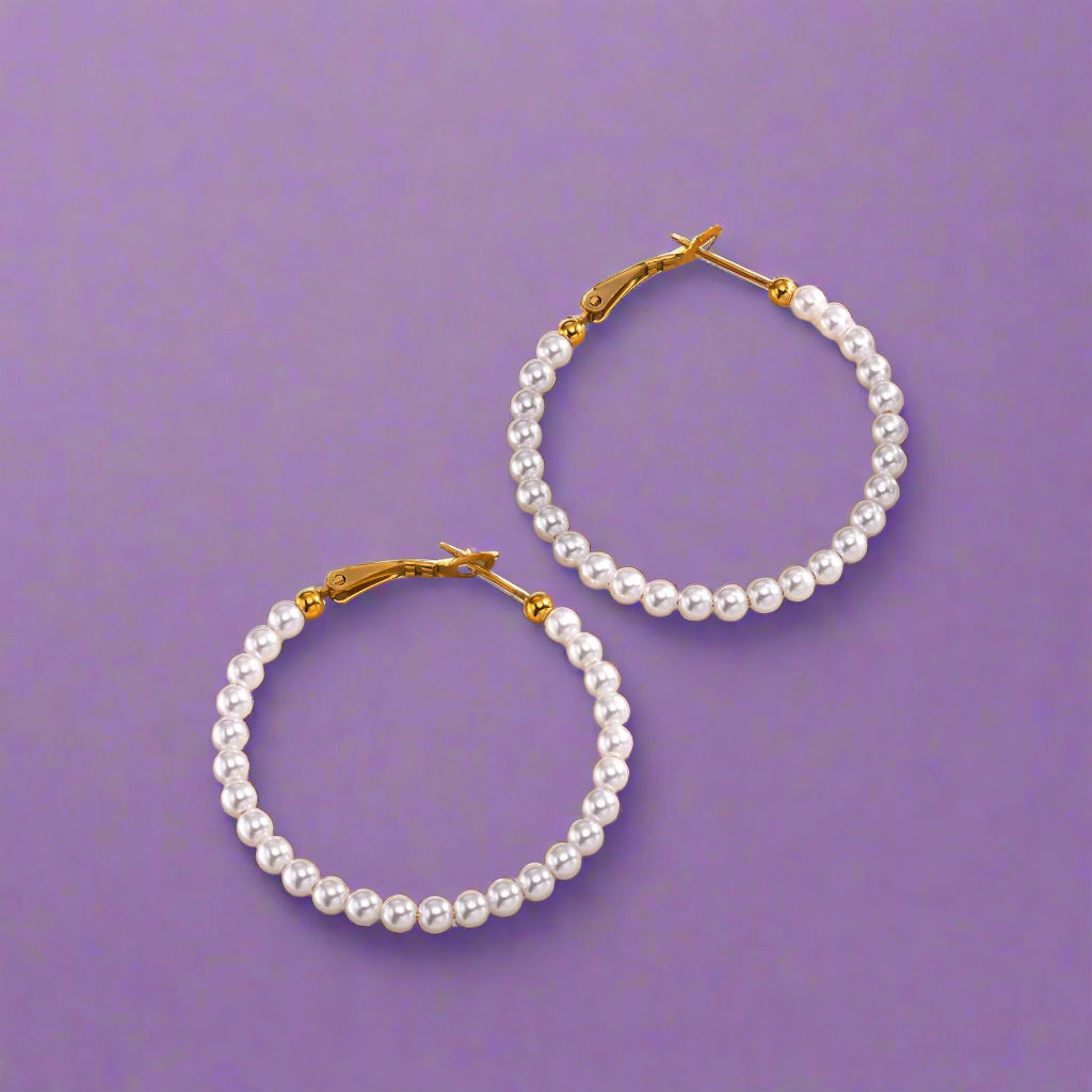 Pearls Hoop Earrings