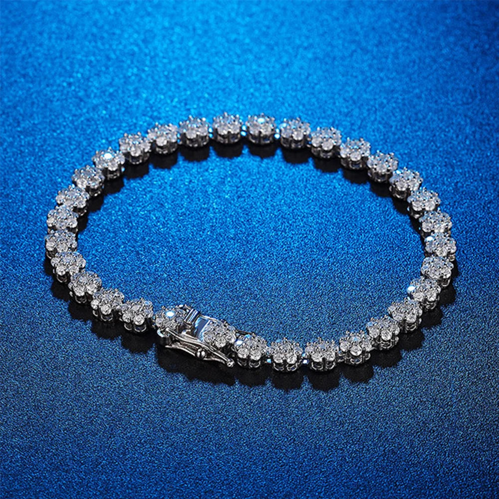 Moissanite Flower Bracelet - Silver