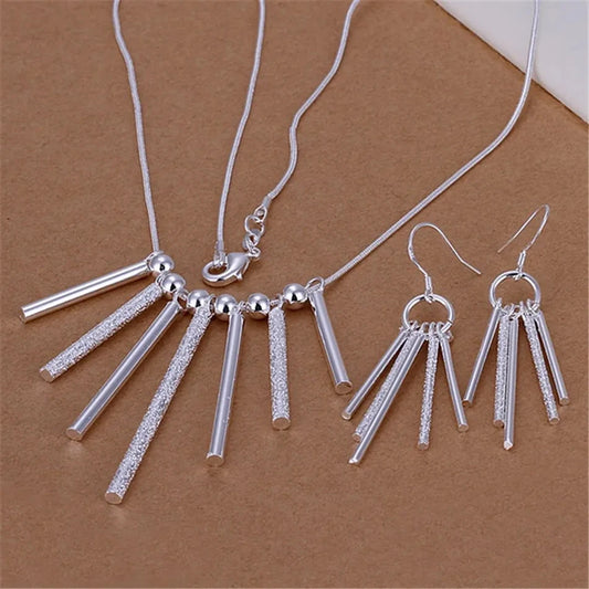 Cylindrical Rods Jewelry Set - Silver