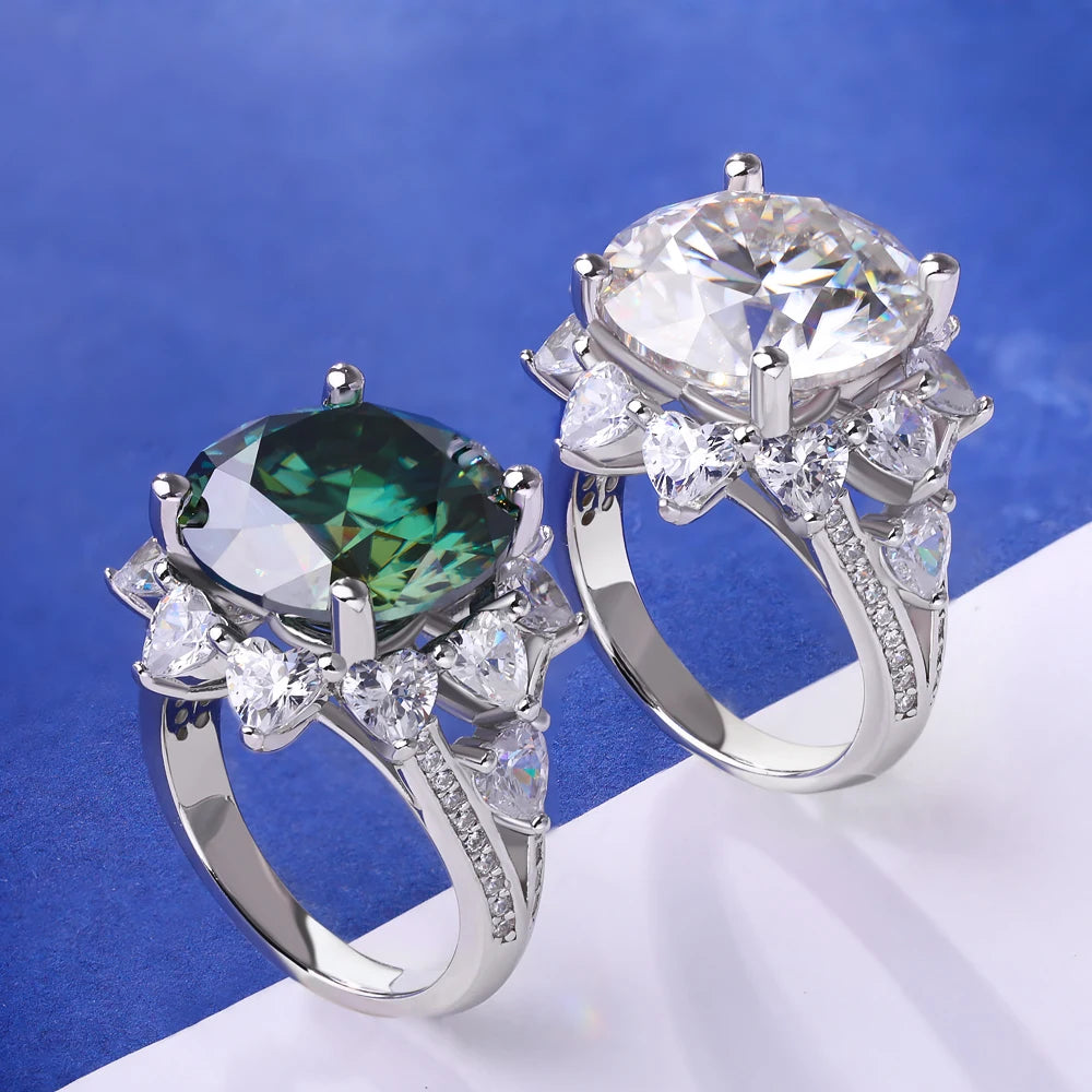 Moissanite Flower Ring - Gold Plated