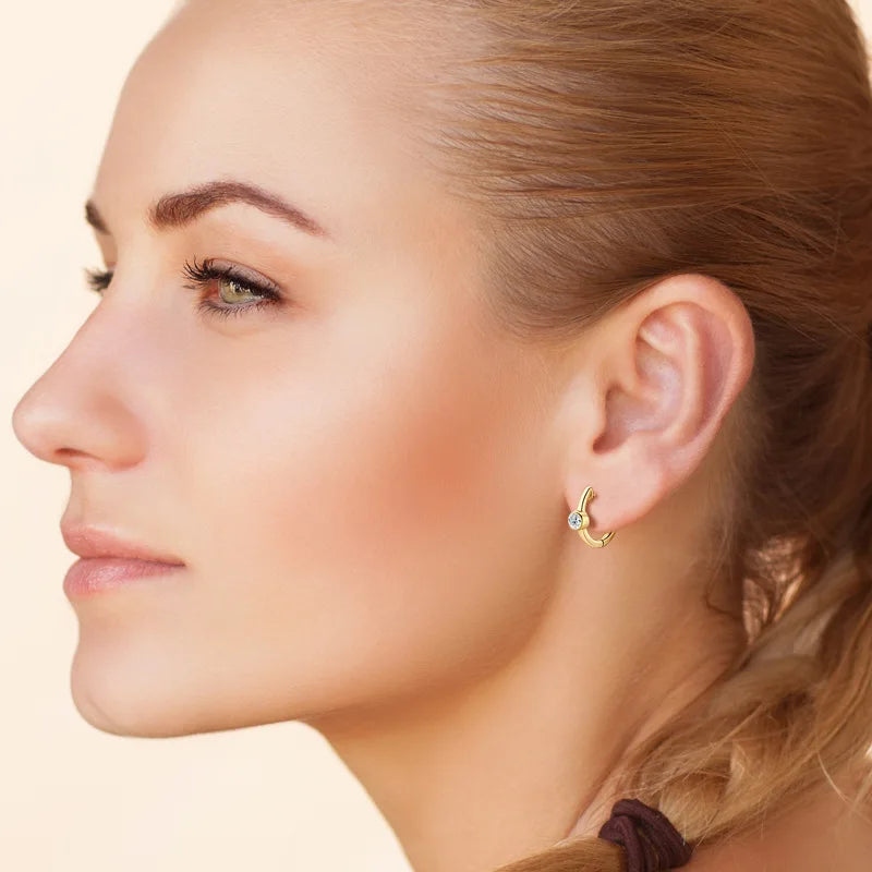 Moissanite Bubble Hoop Earrings - Gold Plated