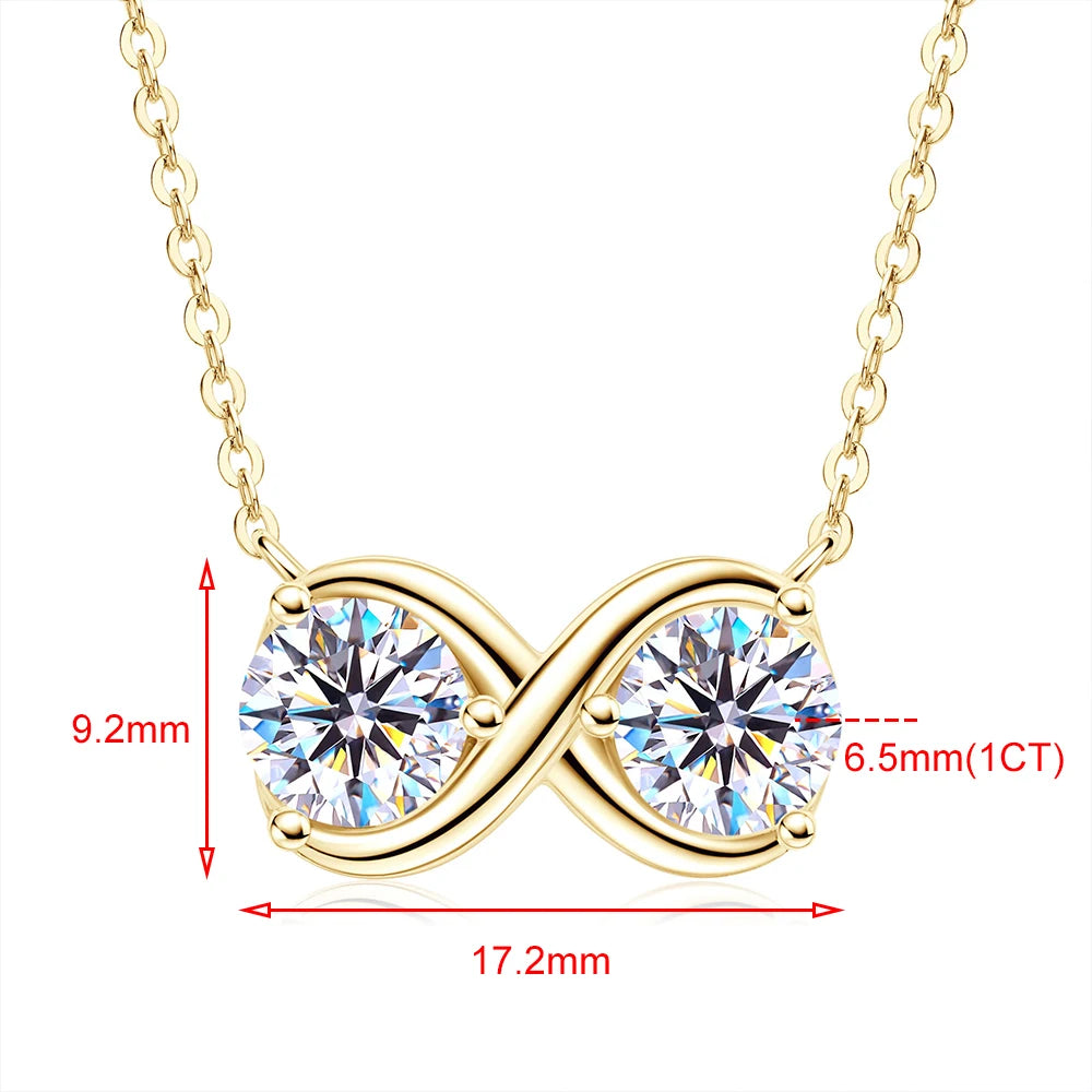 Moissanite Two Stone Necklace - Gold Plated