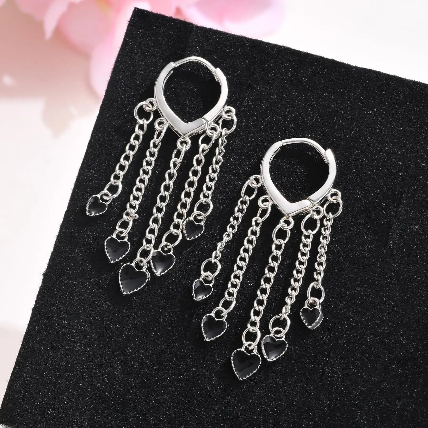 Dangling Hearts Hoop Earrings