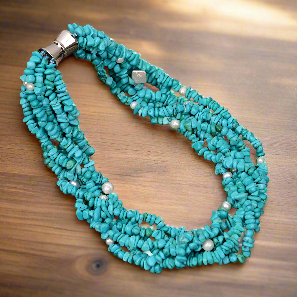 Natural Turquoise Stone Chips Necklace