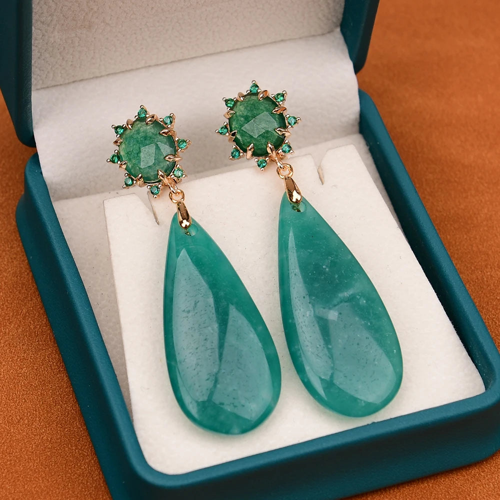 Natural Amazonite and Jade Earrings