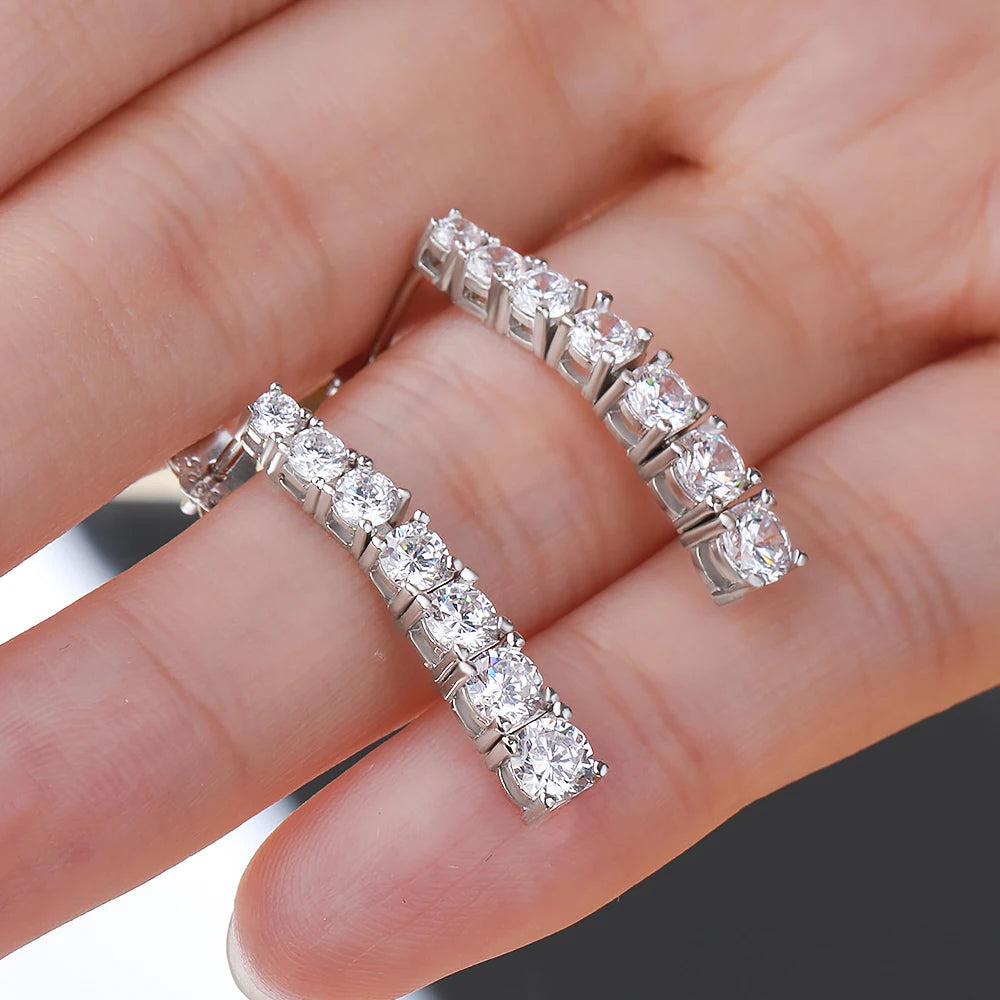 Moissanite/Zircon Seven Stones Drop Earrings - Gold Plated