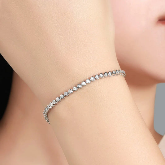 Moissanite Heart Cut Tennis Bracelet - Silver