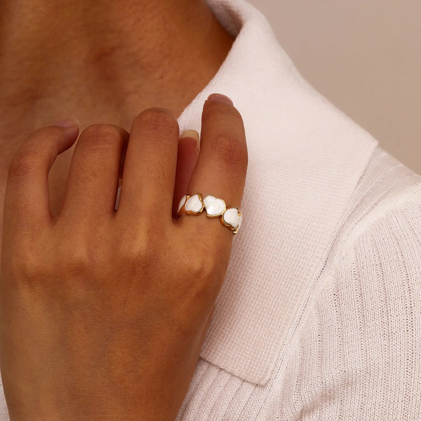 Enamel Hearts Ring