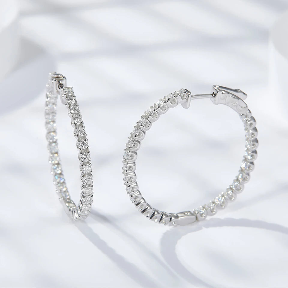 Moissanite Hoop Earrings - Silver